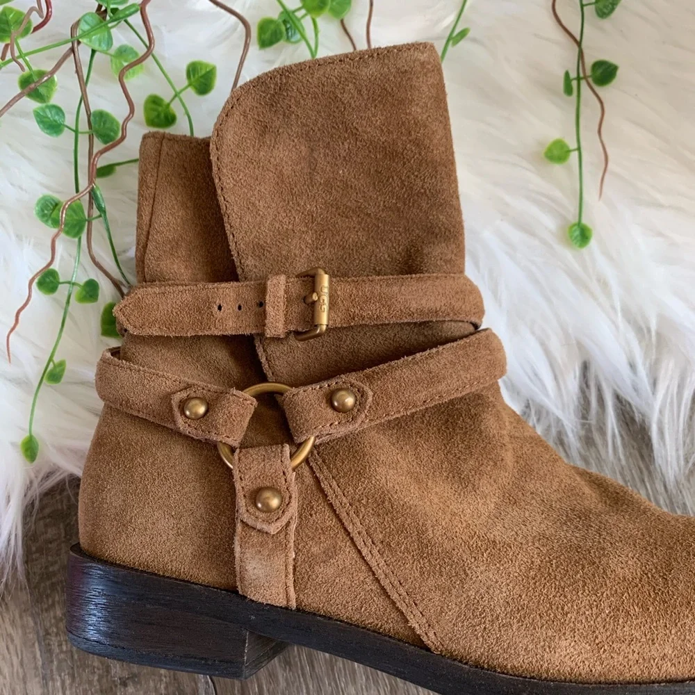 NEW | UGG Kelby Leather Suede Ankle Bootie Boots Brown Size 5.5